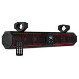 26' Marine Amplified Soundbar with Bluetooth USB & RGB Lighting 6 Speakers 600 Watts - front view | Silarius