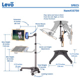 LEVO G2 V16 Rolling Tablet Stand Cart - WITH PHONE MOUNT - detail view | Silarius