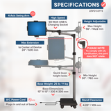 LEVO G2 Commercial Tablet Cart / Stand with 60 Watt USB-C Charging Port - detail view | Silarius