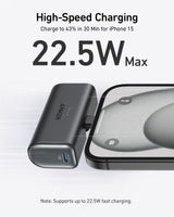 Anker Nano Power Bank (22.5W, Built-In USB-C Connector) - side view | Silarius