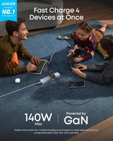 Anker Charger (140W, 4-Port, PD 3.1) - side view | Silarius
