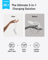 Anker Power Bank (10K, Fusion, Built-In Cable) - detail view | Silarius