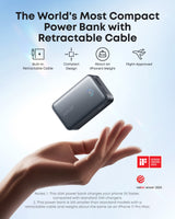 Anker Nano Power Bank (10K, 45W, Built-In Retractable USB-C Cable) - detail view | Silarius