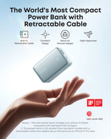 Anker Nano Power Bank (10K, 45W, Built-In Retractable USB-C Cable) - detail view | Silarius