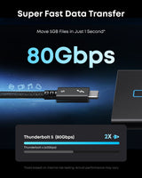 Anker Prime Thunderbolt 5 Cable (3.3 ft/1.7 ft, 80 Gbps, 240W) - rear view | Silarius