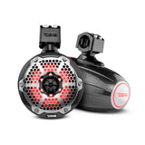 NXL 6.5' Marine and Powersports Towers LED RGB Lights 100 Watts Rms - Black Carbon Fiber - front view | Silarius