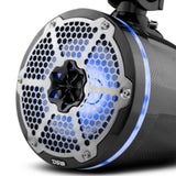 NXL 8" Marine and Powersports Towers LED RGB Lights 125 Watts Rms - Black Carbon Fiber - detail view | Silarius