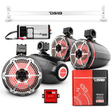 JL-TUBE 4x 8' Marine Towers Speakers with RGB LED Lights, 4-Channel Marine Amplifier and AMPKIT f... - detail view | Silarius