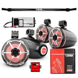 JT-TUBE 4x 8' Marine Towers Speakers with RGB LED Lights, 4-Channel Marine Amplifier and AMPKIT for... - side view | Silarius