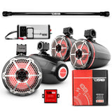 PU-TUBE 4x 8' Marine Towers Speakers with RGB LED Lights, 4-Channel Marine Amplifier and AMPKIT for... - rear view | Silarius