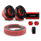 6.5' Loaded Flat Mount Speaker Pods with Amplifier, Installation Kit and RGB LED Lights, Package ... - detail view | Silarius