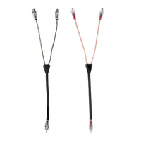 Level 3 RCA 100% Copper OFC Y Connector 2 FEMALE to 1 MALE - BLACK / RED Kit - front view | Silarius