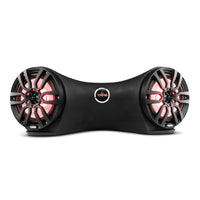 Dual 8' Marine Flat Mount Sound Bar Enclosure with LED RGB Lights 250 Watts Rms (NXL-8BK Included) - front view | Silarius