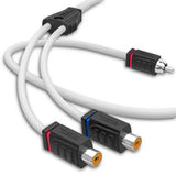 RCA Marine Grade Tinned 100% Copper OFC Y Connector 2 FEMALE to 1 MALE - WHITE - front view | Silarius