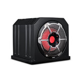 Dual 10' Marine Subwoofer Enclosure with 10' Passive Radiator and LED RGB Lights 350 Watts Rms 4-O... - front view | Silarius