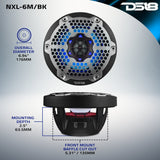 NXL 6.5' 2-Way Coaxial Marine Speaker with RGB LED Lights 100 Watts Rms 4-Ohm - detail view | Silarius