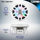 NXL 8' 2-Way Coaxial Marine Speaker with Bullet Tweeter and Digital Led Lights | 175W RMS 4-Ohm - detail view | Silarius