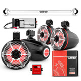 JK-TUBE 4x 8' Marine Towers Speakers with RGB LED Lights, 4-Channel Marine Amplifier and AMPKIT f... - detail view | Silarius