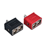 Dual 1/0-GA to 1/4-GA Amp Input Reducers with Offset Stub and Silicone Cover - BLACK/RED - front view | Silarius