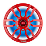 DS18 PRO-GTW10RD 10' Grill with Built-in 1.75' VC Neodymium Bullet Tweeter and RGB Lights 500 Watts Red - angle view | Silarius