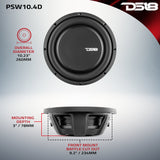 PS Shallow-Mount Water Resistant 10' Subwoofer | 500W RMS DVC 4-Ohm - detail view | Silarius
