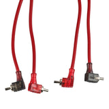 100% OFC Ultra Flex 2-Channel RCA with 90 Degree Ends, Dual Twist Wire, Red Braided Jacket - 12 ft - side view | Silarius