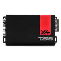 X 4-Channel Ultra Compact Class D Amplifier 4 x 70 Watts Rms @ 4-ohm - front view | Silarius