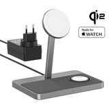 ZIKE Z557C 3-in-1 Qi2 & MFW Magnetic Wireless Charging Stand - detail view | Silarius