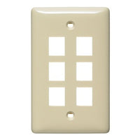 Hubbell NSP16I Plate, Wall, Label-Less, 1-Gang, 6-Port, Electric Ivory