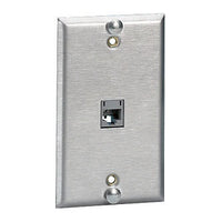 Hubbell SPUF Wall Plate, 1-Port Flush, Stainless Steel