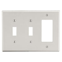 Hubbell P226LA 3-Gang Wall Plate for 2 Toggle Switches and 1 Decorator Opening