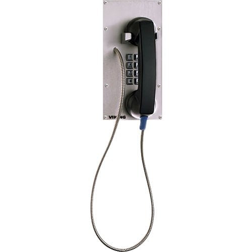 Viking K-1900-8 Hot-Line Panel Phone with Keypad, Stainless Steel, 36" Armored Handset Cable
