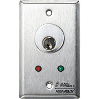 Alarm Controls by ASSA ABLOY MCK-6-2 Alarm Controls MCK-6-2 MCK Series Mortise Cylinder Key Switch Station, SPDT Alternate, Single Gang, Green/Red LED