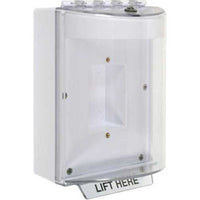 STI 13420NW Universal Stopper Dome Cover, Enclosed Back Box and Sealed Mounting Plate, Label Hood with Horn, White