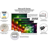 Elite Screens M120X Manual Series MaxWhite 120" 16:10 4K Ultra HD Wall/Ceiling Mount Manual Projector Screen with Auto Lock, Black