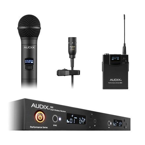 Audix AP42 C210A AP42C210A Wireless Microphone System, R42 Diversity Receiver with H60/OM2 Handheld Transmitter, 522MHz-554MHz