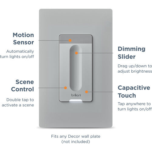 IN STOCK! BRILLIANT SMART DIMMER SWITCH BHS120US-GR1 (Gray)