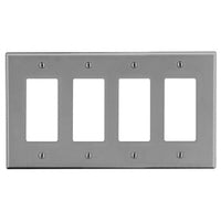 Hubbell P264GY 4-Gang Decora Wall Plate, Gray