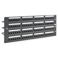 Hubbell HP5E96 96-Port CAT5e Patch Panel, 4 Rack Units, Black