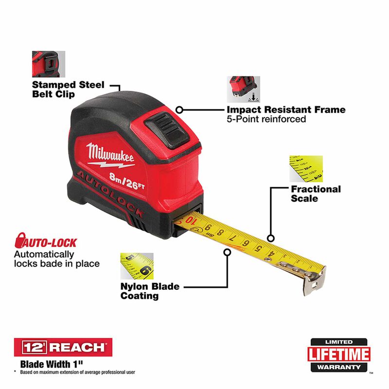 MILWAUKEE 48-22-6826 26' Compact Auto Lock Tape Measure