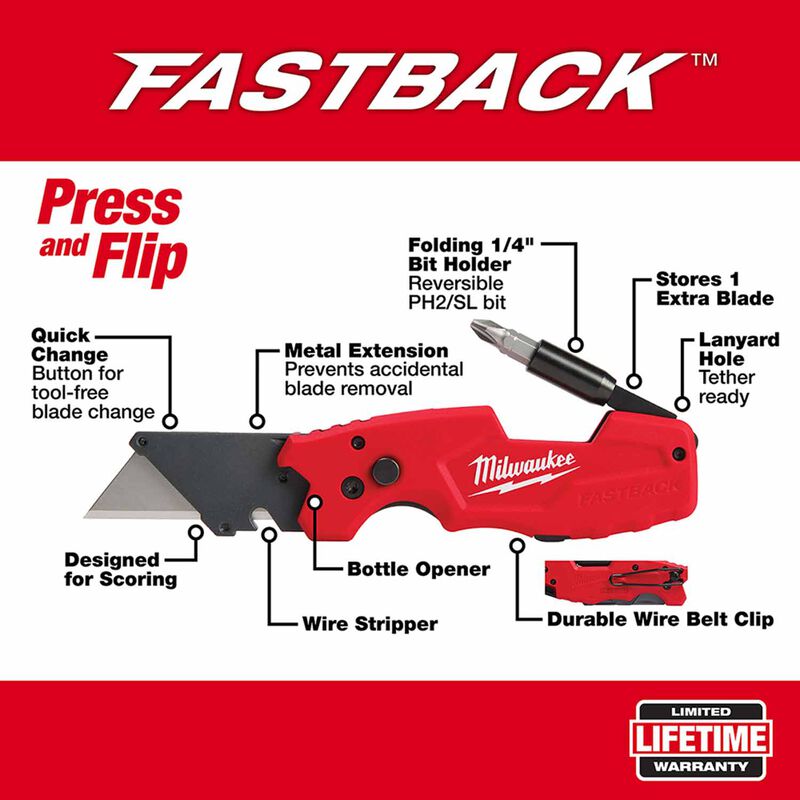 MILWAUKEE 48-22-1505 FASTBACK™ 6 in 1 Folding Utility Knife