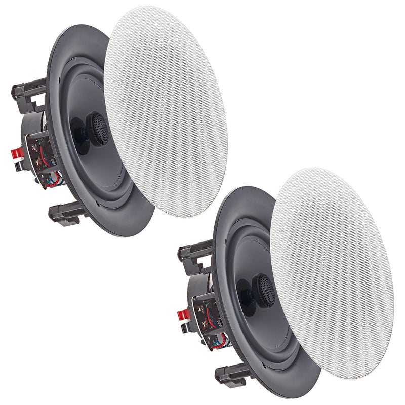 Vaiyer VRWTICF650 6.5" Inch 8 Ohm 200 Watts Frameless Speakers Flush Mount in-Wall in-Ceiling 2-Way Mid Bass Woofer (Pair)