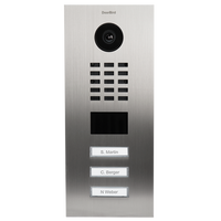 DoorBird 429682300 D2203V Flush-Mount IP Video Intercom with 3-Call Button, Stainless Steel Brushed, Titanium PVD Coating