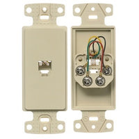 Hubbell NS770I Frame Wallplate with Jack, 6-Position, 4-Conductor, Ivory