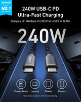 Anker Prime USB-C to USB-C Cable (240W, Upcycled-Braided)