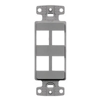 Hubbell NS614GY Decora Keystone Frame Plate, 4-Port, Gray