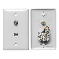 Hubbell NS747W 1-Gang Plate with F-Connectors, Standard Wall Jack, White