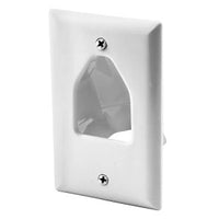 Hubbell NSAV1W Recessed Wired Pass-Through Ceiling Mount Wall Mount Plate, Single Gang , Label-Less, White