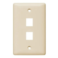 Hubbell NSP12LA 1-Gang 2-Port Wallplate, Label-Less, Light Almond