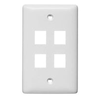 Hubbell NSP14W Wallplate Label-Less 1-Gang 4-Port Wall Plate, White